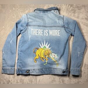 Hillsong Worship There Is More Embroidered Button Front Blue Denim Jacket XS